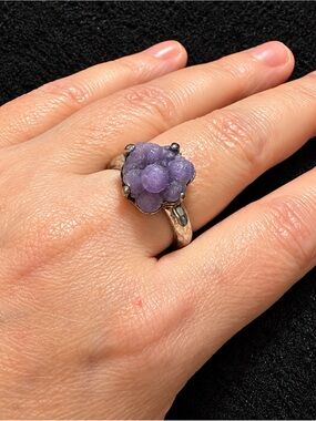 Sterling Silver Purple Botryoidal Chalcedony Statement Ring